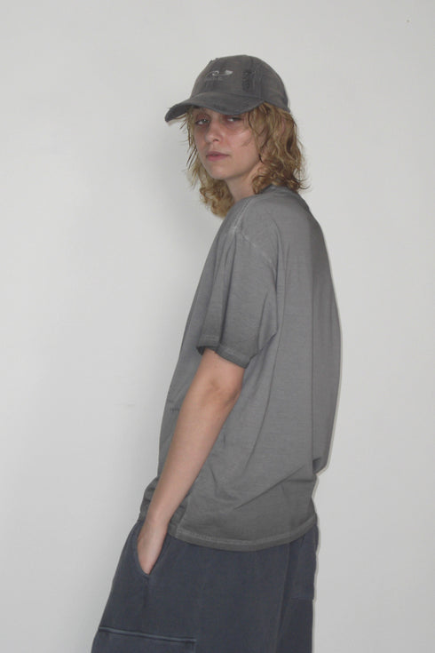 WASHED EMBROIDERY LOGO CAP -WASHED GRAY-